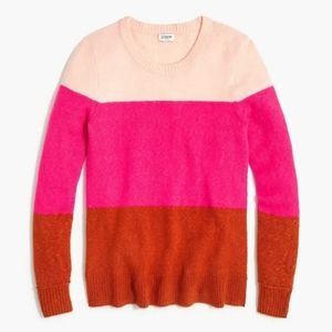 J Crew Factory Colorblock Sweater XL Pink Cinnamon Extra Soft Yarn